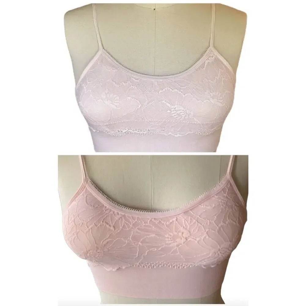 Set/ 2 MARILYN MONROE Pink Lace Bralettes ~ Women's Bra Size MEDIUM